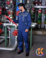 کاپشن و شلوار ایمنی | مدل کاپیتان | رنگ آبی نفتی و طوسی