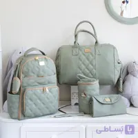 ست کوله و ساک نوزادی چرم ام اند وای سبز