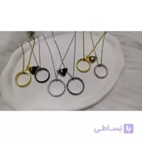 گردنبند جفتی استیل طرح حلقه تعهد (رنگبندی رندوم)