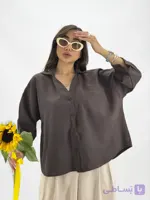 شومیز جیب فیلتو قهوه ای زنانه