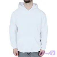 هودی آستین بلند مردانه مشکی سفید طرح ساده (کد Y0YTI)