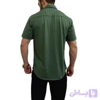 پیراهن آستین کوتاه مردانه سبز طرح سوزنی خنک (کد 7RHJR)