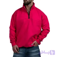 دورس مردانه یقه نیم زیپ صورتی طرح ساده (کد PH0O9)