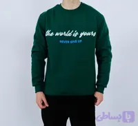دورس آستین بلند مردانه پاییزه سبز طرح چاپ NEVER GIVE UP (کد SRDOC)