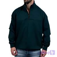 دورس مردانه یقه نیم زیپ سبز طرح ساده (کد O8YKV)