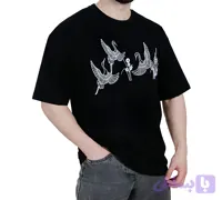 تیشرت آستین کوتاه مردانه مشکی طرح مرغابی (کد AMLFZ)