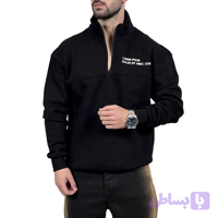 دورس مردانه نوشته دار سفید مشکی مدل نیم زیپ (کد 8NVHZ)