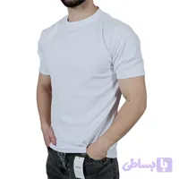 تیشرت آستین کوتاه ساده مردانه سفید طرح بیسکویتی (کد 0TO6E)