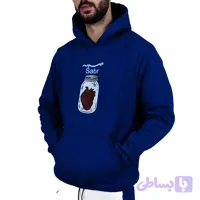 هودی کلاهدار مردانه آبی طرح صبر (کد VKE49)