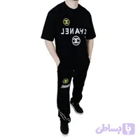 ست تیشرت و شلوار مردانه مشکی طرح چنل (کد ZPI4Q)