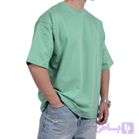 تیشرت ساده مردانه سبز کمرنگ مدل پنبه دو نخ