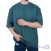 تیشرت ساده آستین کوتاه دو نخ سبز کمرنگ کد 1