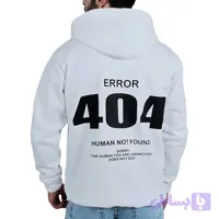 هودی مردانه سفید مشکی طرح ERROR 404 (کد KD468)