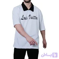 تیشرت آستین کوتاه مردانه سفید نخ پنبه طرح یقه بلیزر (کد G4441)