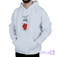 هودی کلاهدار مردانه سفید طرح صبر (کد ZRG5L)