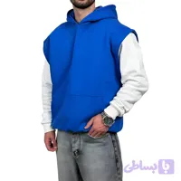 هودی وست سه نخ آبی طرح ساده (کد 69PC2)