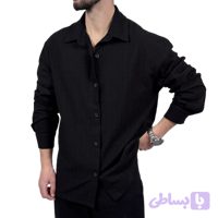 پیراهن آستین بلند مردانه مشکی کادنزا مدل ساده