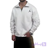 دورس مردانه یقه نیم زیپ سفید مشکی مدل جردن (کد 0JHJM)
