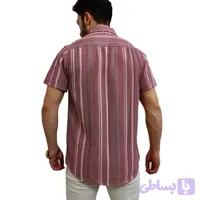 پیراهن آستین کوتاه مردانه سرخ آبی کنفی (کد ZEUZH)