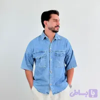 پیراهن جین آبی مدل دوجیب