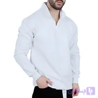 دورس مردانه یقه نیم زیپ سفید طرح ساده (کد WDX0O)