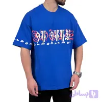 تیشرت مردانه آبی طرح ف ع ک