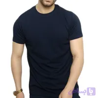 تیشرت خنک آستین کوتاه مردانه سرمه ای بیسکویتی طرح کبریتی (کد 4D6TC)