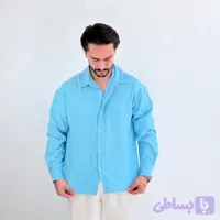 پیراهن آستین بلند مردانه آبی مدل پِری