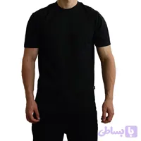 تیشرت ساده آستین کوتاه مردانه مشکی پارچه بیسکویتی (کد B1L5F)