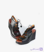 کفش صندل وج چرم طبیعی زنانه مدل SW216