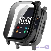 کاور محافظ بدنه گلس‌دار (PC) مناسب ساعت هوشمند Xiaomi Haylou LS02 (Solar) - رنگ مشکی