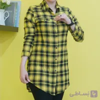 شومیز مانتویی چهارخونه زنانه تمام نخ | سبک، خنک و خوش‌استایل با رنگ‌بندی لیمویی و گلبهی