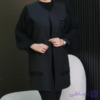 مانتو مجلسی مدل پارمیس با پارچه ژاکارد شاین و آستین پلیسه سنگ‌دوزی شده طراحی مزونی خاص زنانه