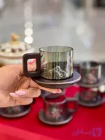 فنجان نعلبکی پیرکس بامبو کوه یخ ششتایی دودی