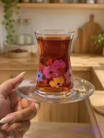 استکان نعلبکی ۸ پارچه flower love 🇹🇷