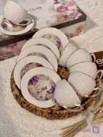 ست چای و قهوه گل برجسته