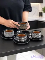 ست چای و نسکافه سفید مشکی