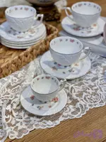 ست چایخوری شاهین و قهوه خوری چای خوری 🇹🇷 گل برجسته چای خوری قهوه خوزی