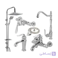 ست ۹ تیکه شیرآلات بامبو – کد ۵۳ – رنگ کروم + اقلام جداگانه