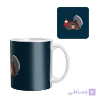 ماگ سرامیکی دسته و داخل سفید همراه با زیرلیوانی BTS-BT21 FH-2293