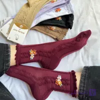 جوراب ساقدار نقش برجسته تک گل