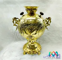 سماور 6لیتری ذغالی برنجی ضخیم حکاکی با 2سال ضمانت شرکتی