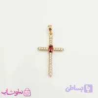 پلاک زنانه ژوپینگ مدل صلیب نگین قرمز کد 2291