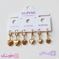 پک گوشواره ژوپینگ آویزدار مدل قلب (سه جفت) کد 8991