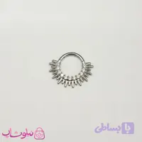 پیرسینگ دیث گوش یا سپتوم بینی مدل خورشید نقره ای رنگ فول استیل نگیندار کد 369
