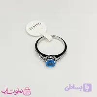 انگشتر زنانه ژوپینگ نقره ای رنگ مدل نگین آبی کد 222