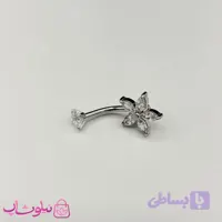 پیرسینگ ناف مدل گل سفید فول استیل کد 270