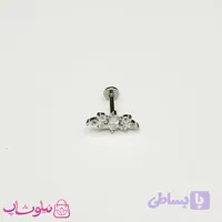 پیرسینگ گوش مدل نگین های سفید براق نقره ای رنگ کد 310