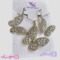 نیم ست دخترانه YSX طرح پروانه نقره ای نگیندار کد 8791