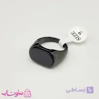 انگشتر مردانه استیل با سنگ یاقوت مشکی